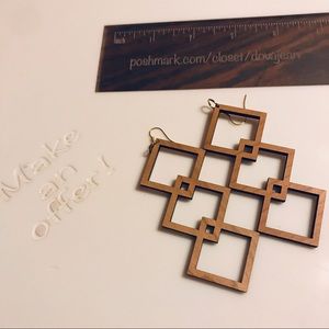 DOVAJEAN Jewelry Cherry Wood Art Deco Earrings.